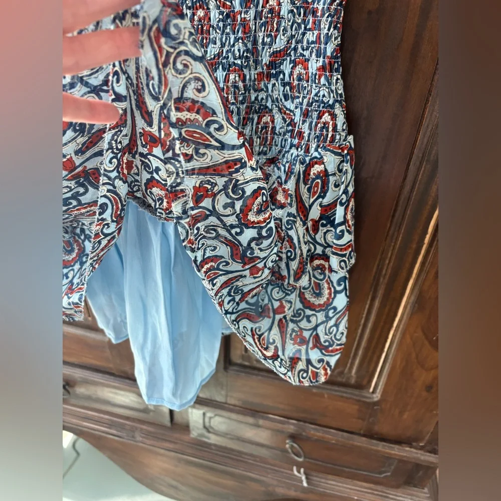 Karina Grimaldi boho set blouse and skirt s/xs Eliza Paisley print EUC